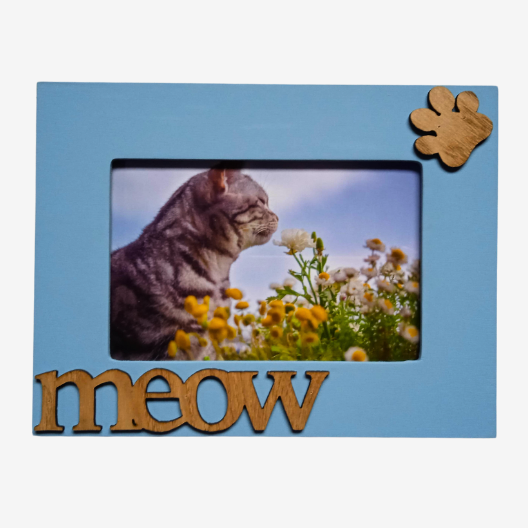 Wooden 'Meow' Photo Frame