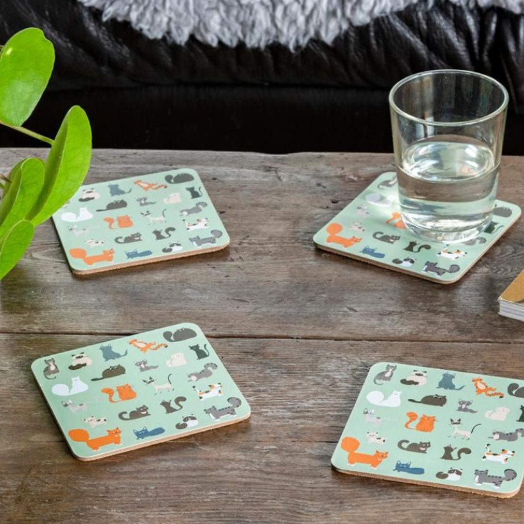 Cork Nine Lives Coasters, 4 pack