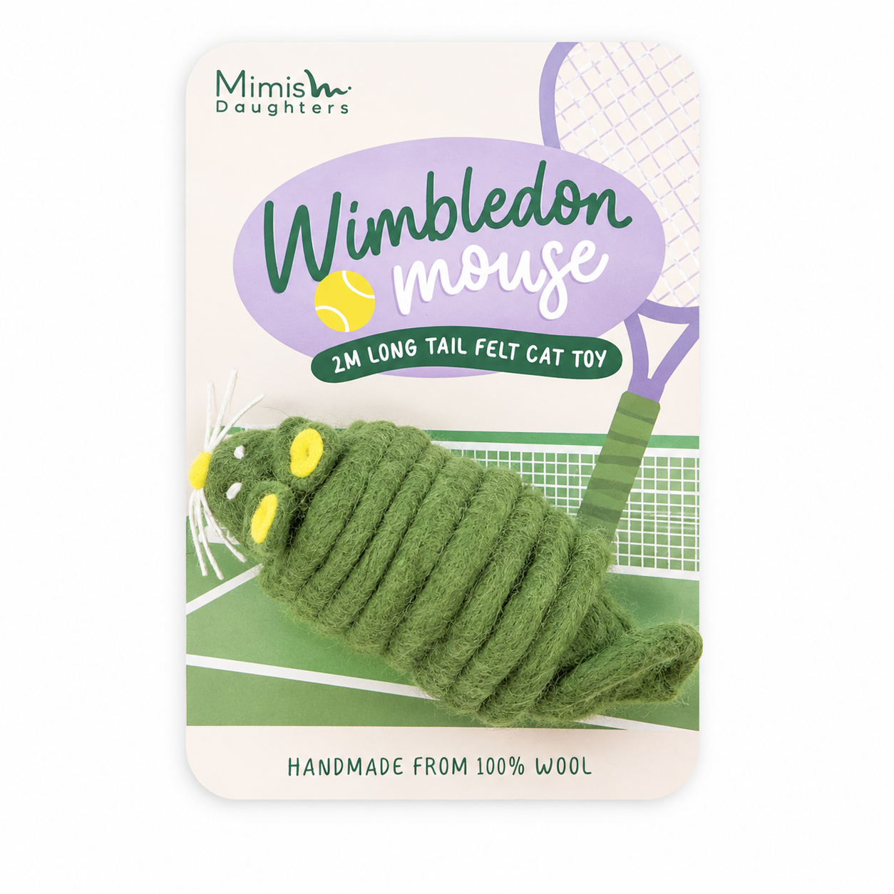 Wimbledon Mouse - 100% Wool Mouse with 2m Long Tail