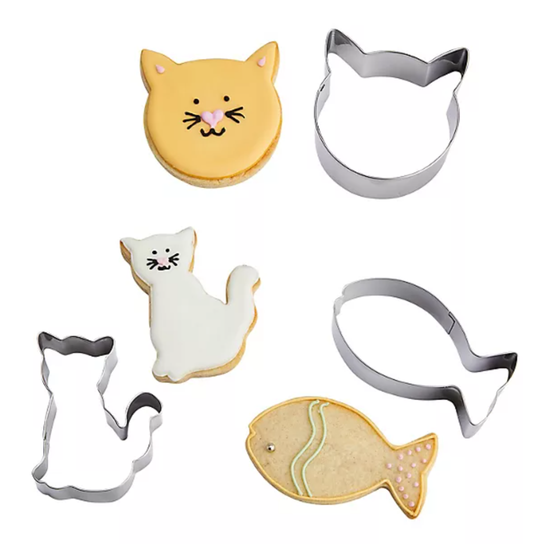 Fish & Cat Shaped Cookie Cutters - With Recipe Card