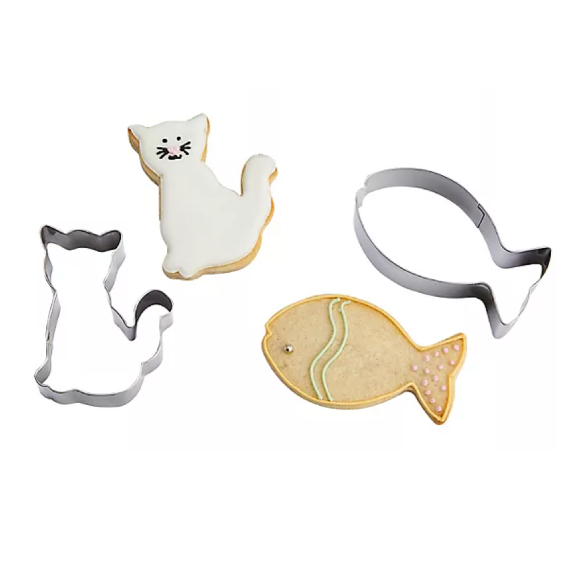 Fish & Cat Shaped Cookie Cutters - With Recipe Card